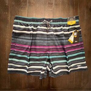 Speedo Men's Striped Swim Shorts - Blue and Purple